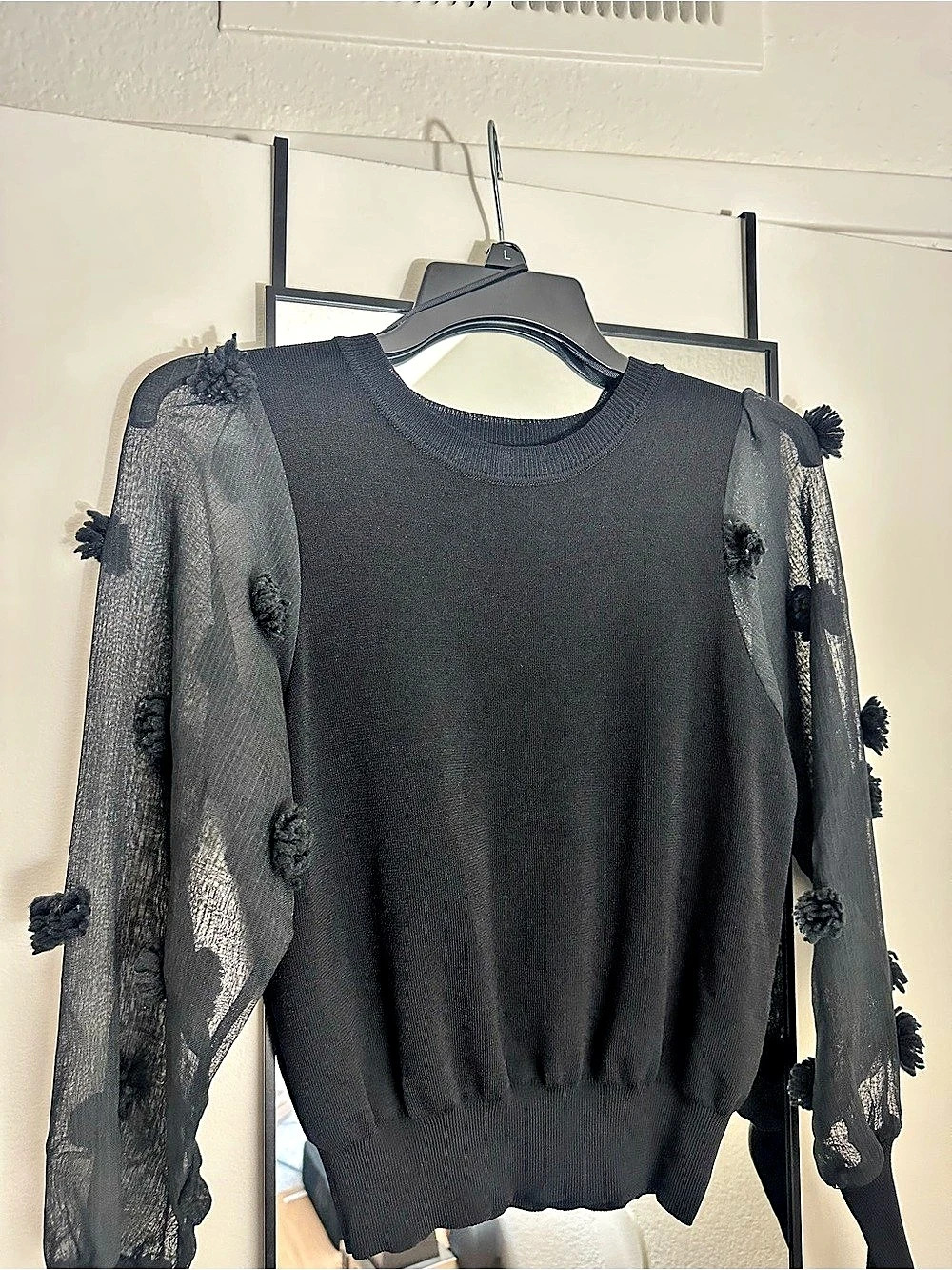 Zara  Black Sheer Sleeve Sweater Like New
